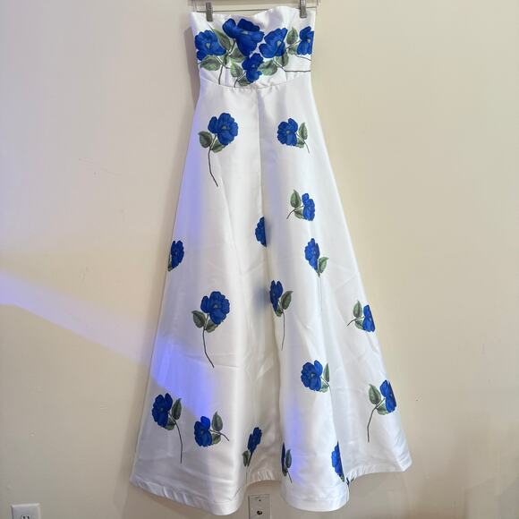 NEW  Aston Studio Audrey Strapless Floral Taffeta Maxi Dress Size S - Picture 5 of 11